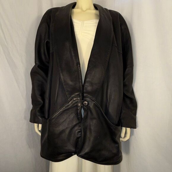Vintage Mid Western Sport Togs Deerskin Leather Jacket Women’s XL / Men’s L Blac - Picture 8 of 16